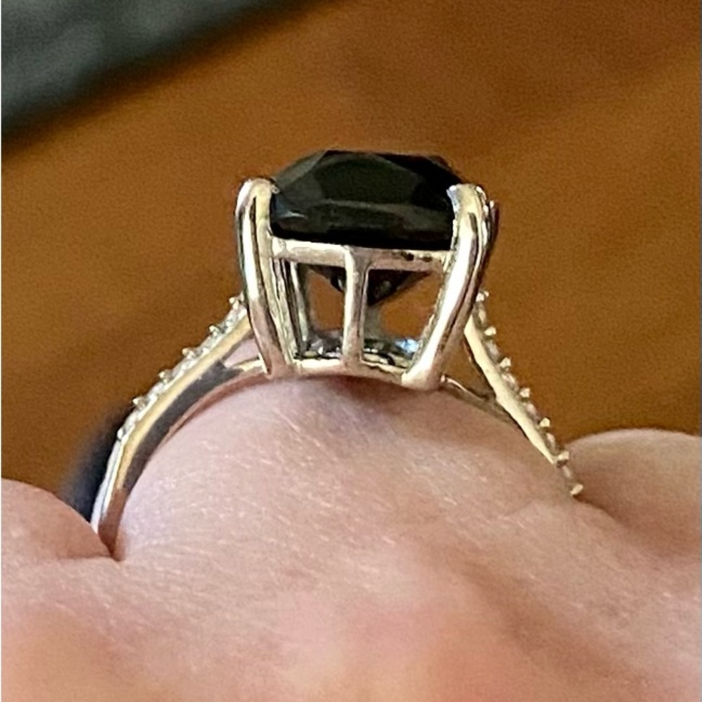 NWT Black Spinel & White Zircon Cocktail Ring in Platinum over .925 Sterling!!! - Picture 7 of 10